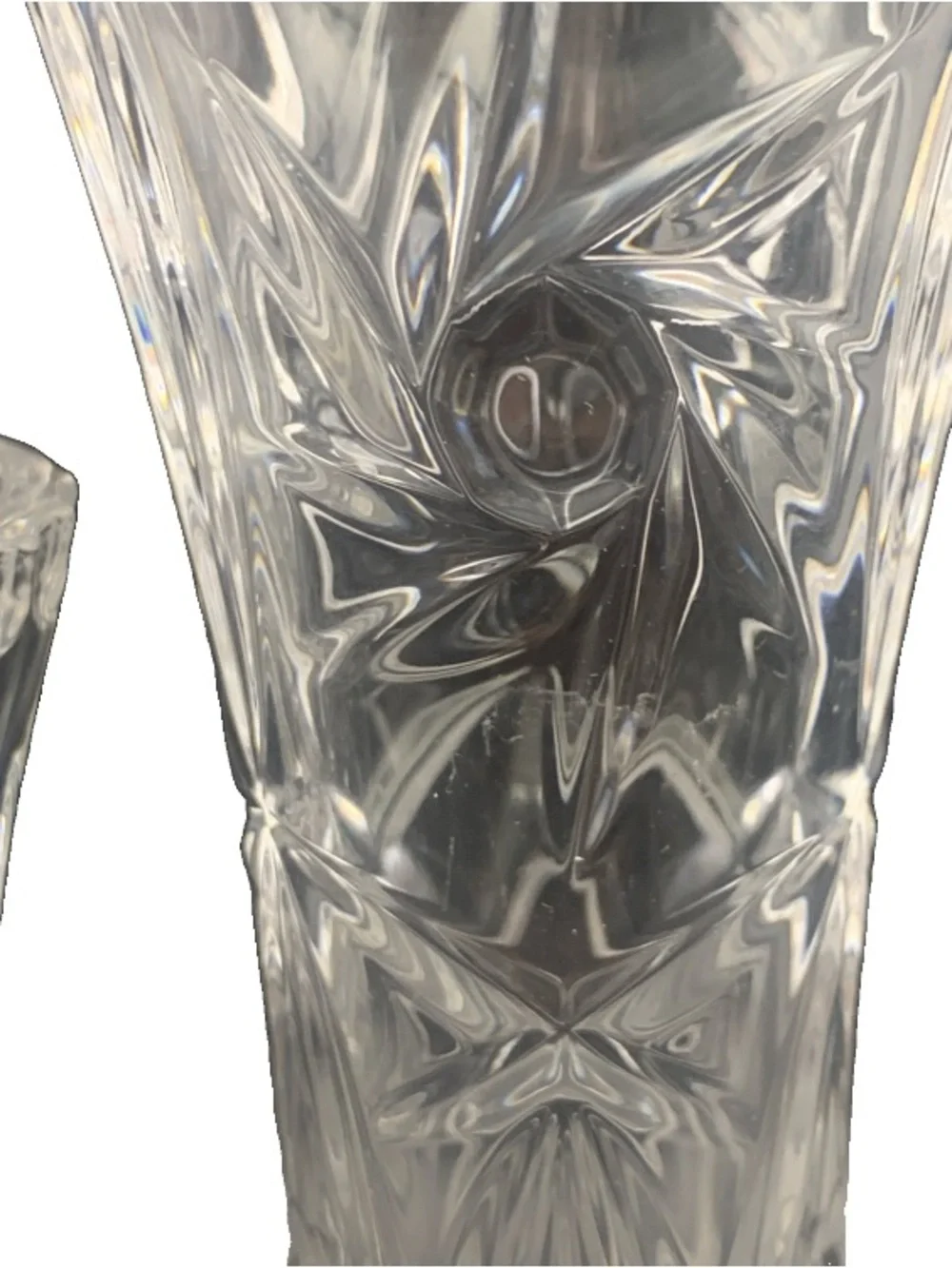 Vintage Lenox Clear Cut Lead Crystal Vases Abstract Lot of 2 Bud Vase Matching